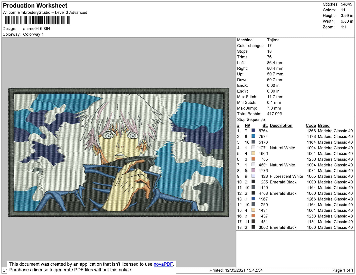 1 Anime 03 Rectangle Embroidery File 4 size