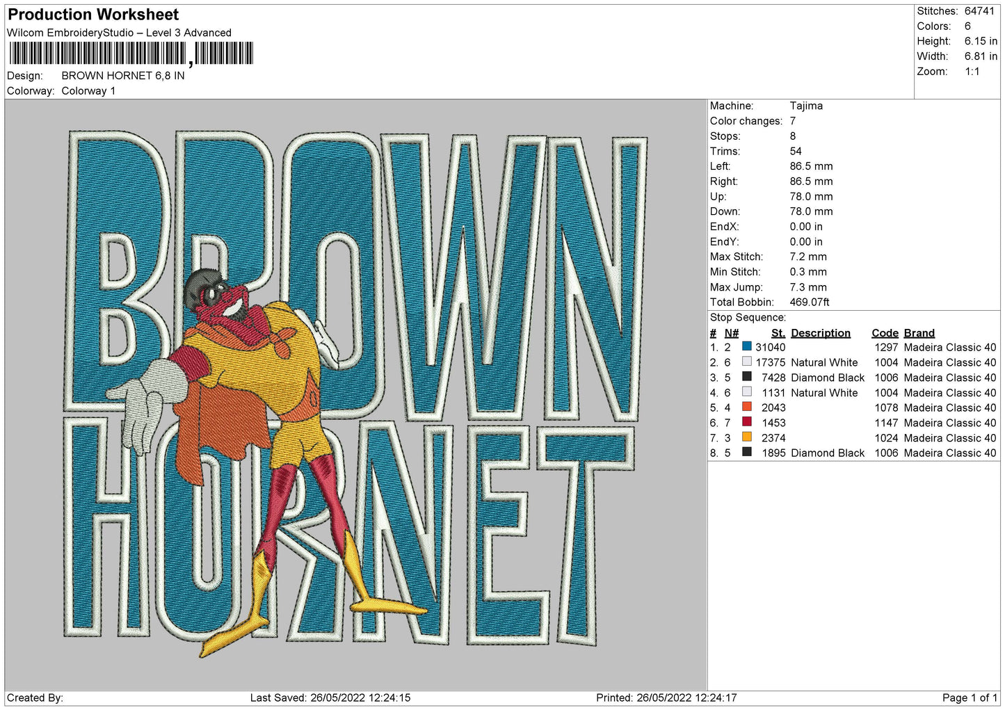 Brown Hornet Embroidery Machine Design File 4 size