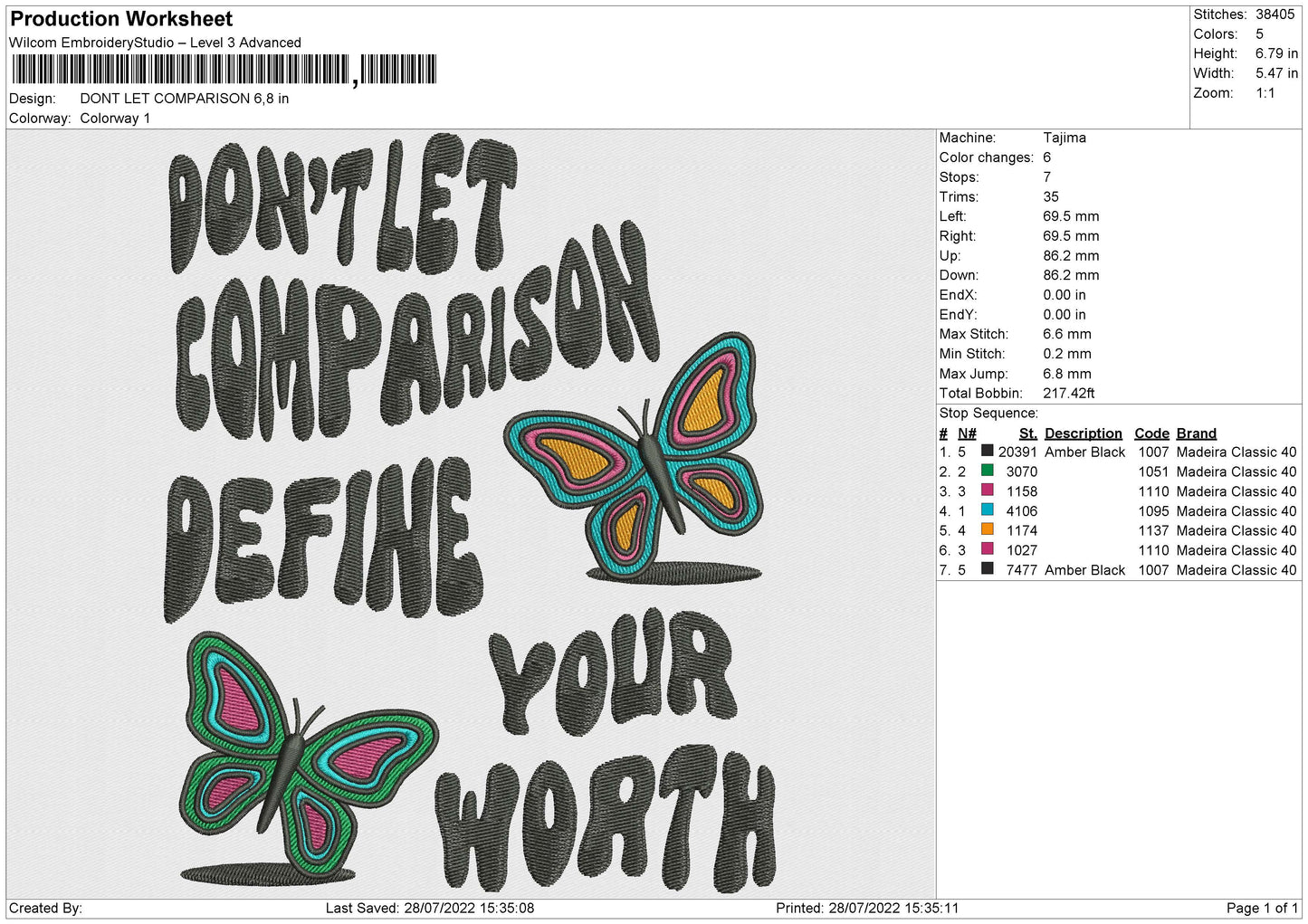 Dont Let Comparison Embroidery File 4 sizes