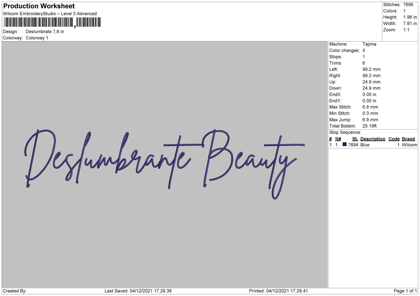 Deslumbrate Embroidery File 4 size
