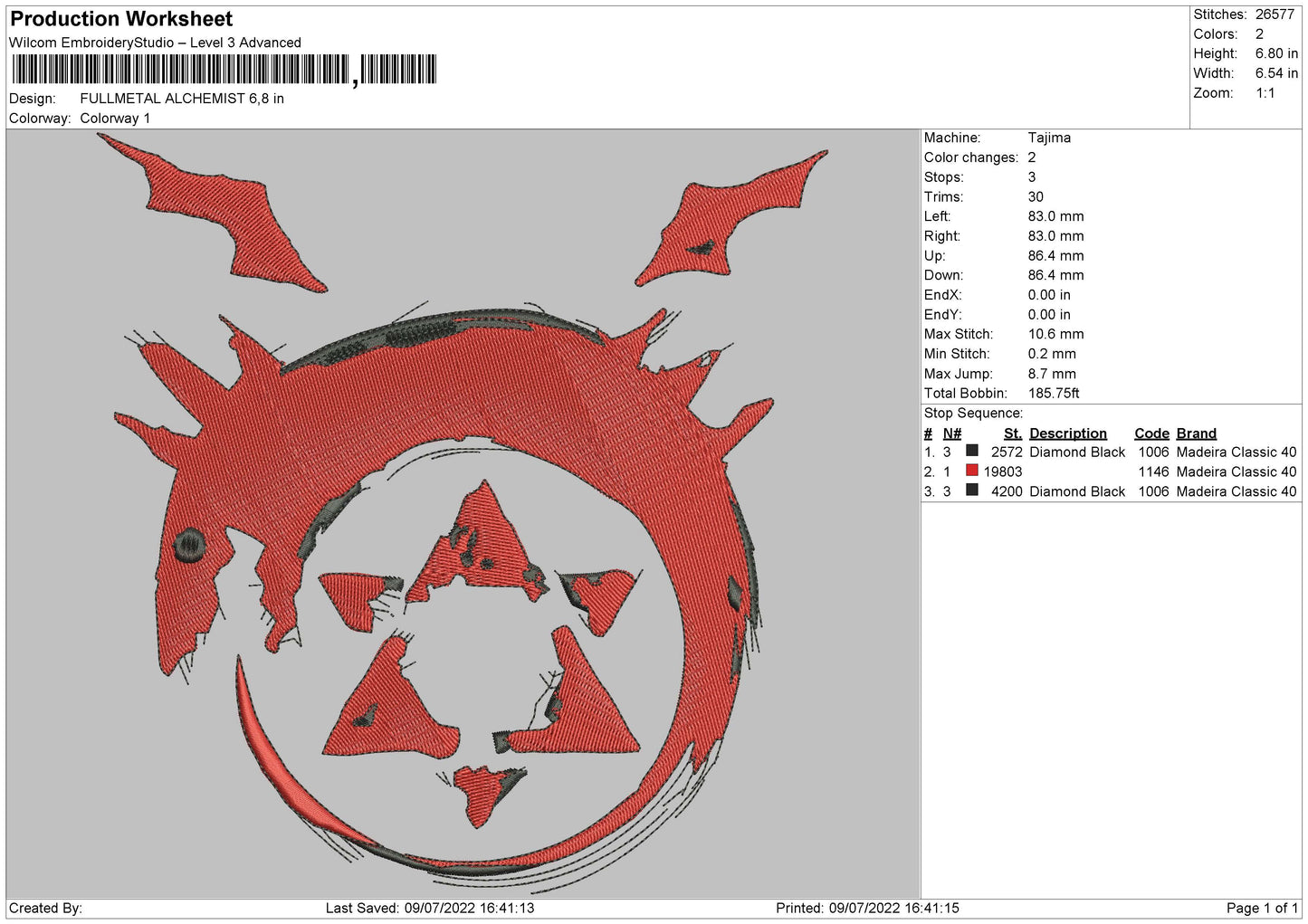 Fullmetal Alchemist Embroidery File 4 sizes