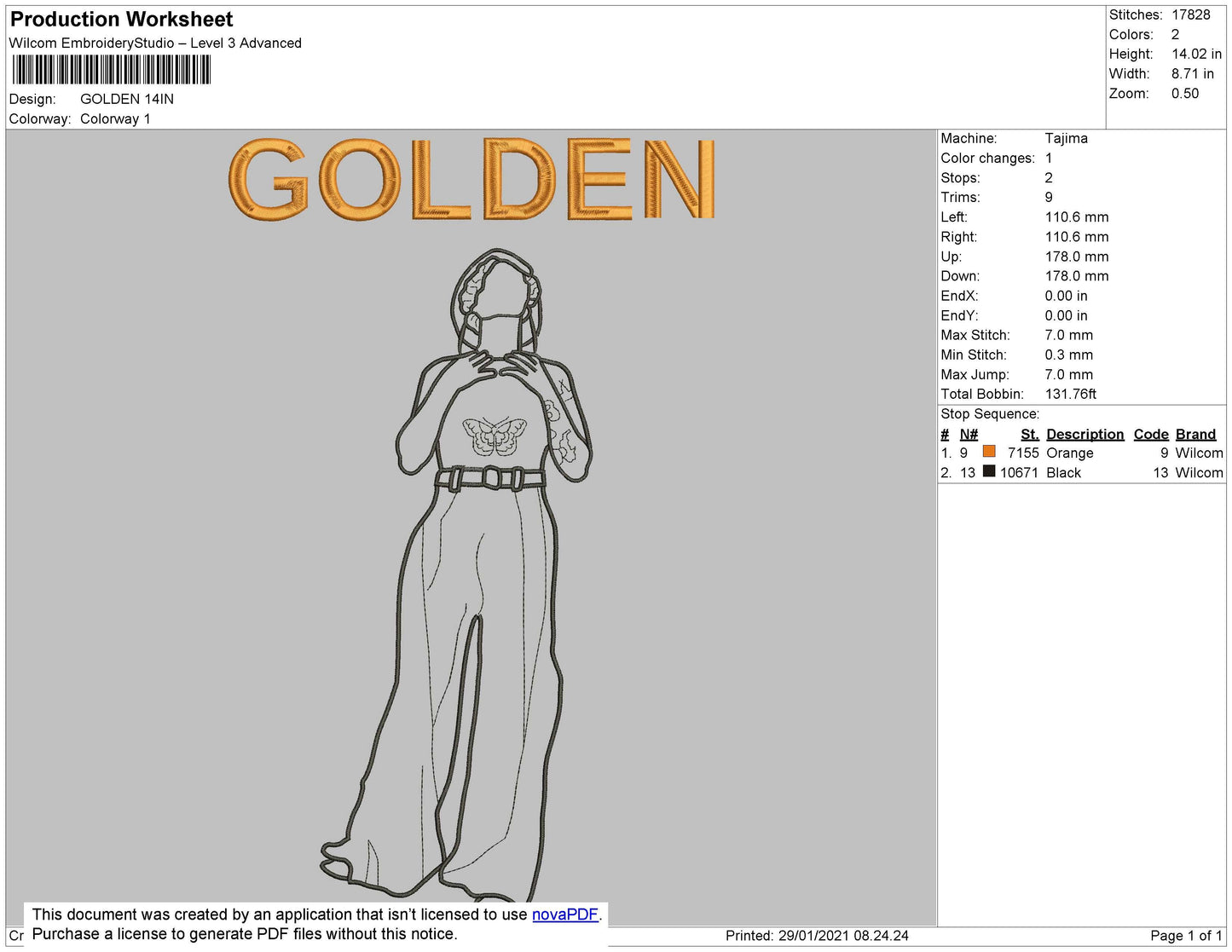 Golden Embroidery File 7 Size