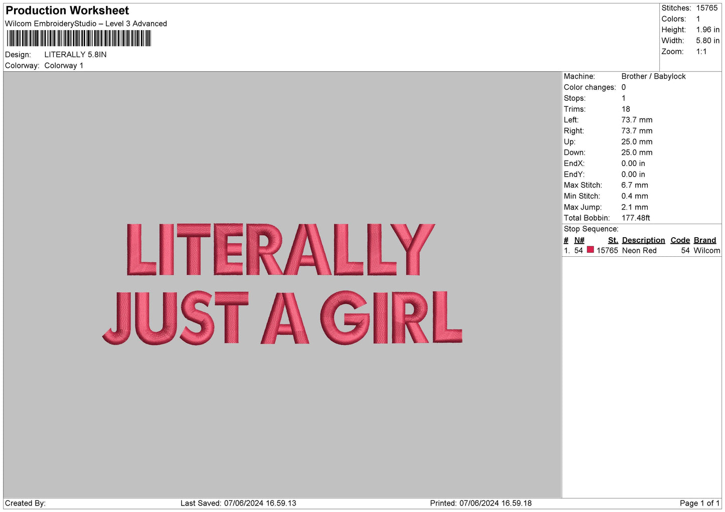 Gilrtext 0706 Embroidery File 6 sizes