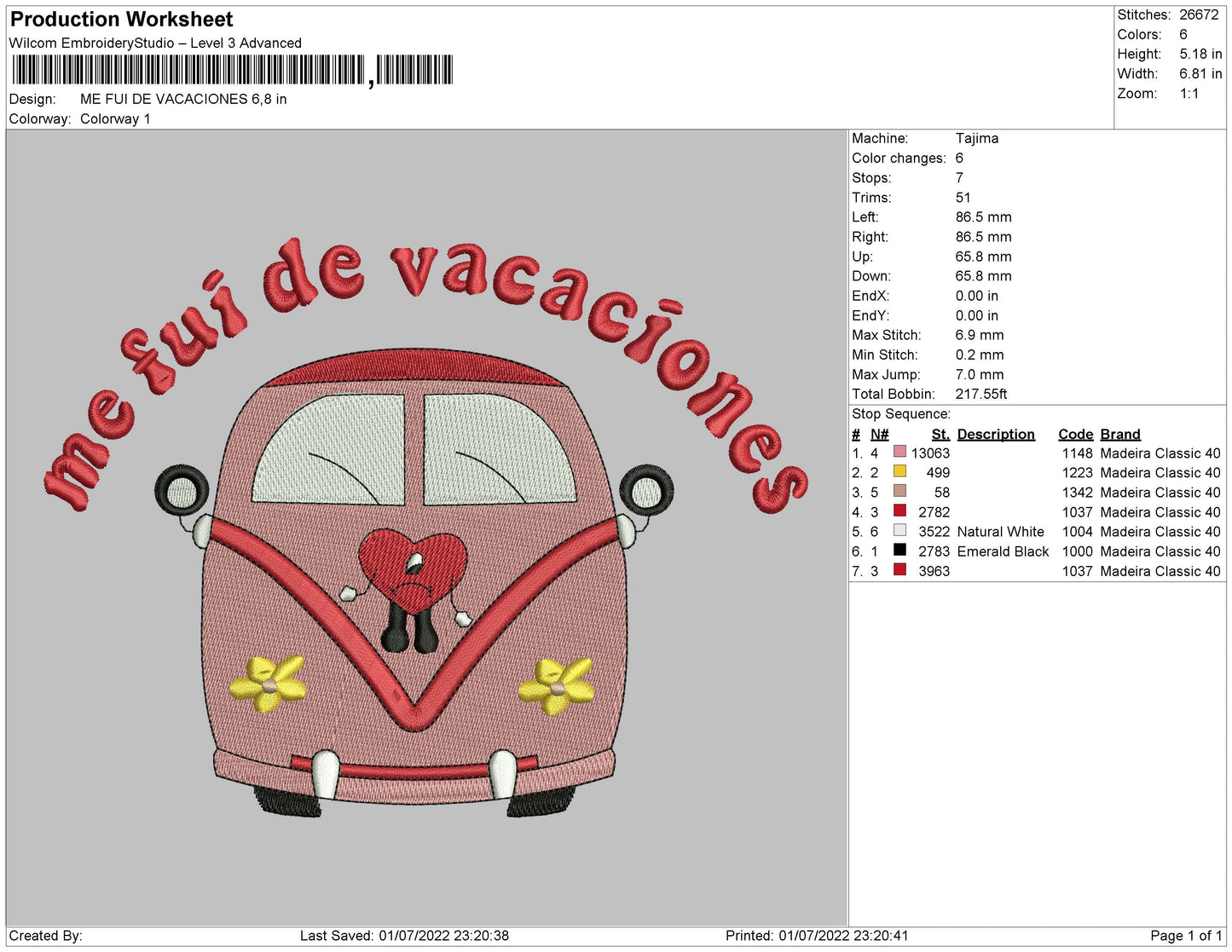 Me Fui De Vacaciones Embroidery File 4 sizes