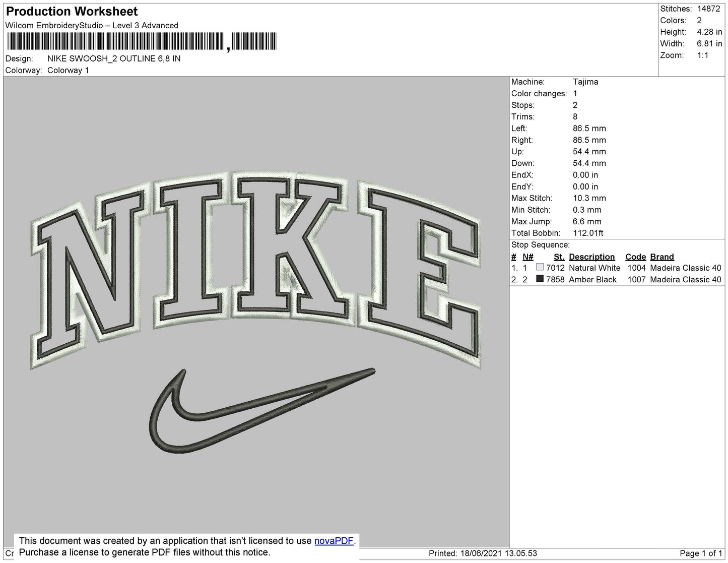 Nike Swoosh 2 Outline Anthr_ver Embroidery File 4 size