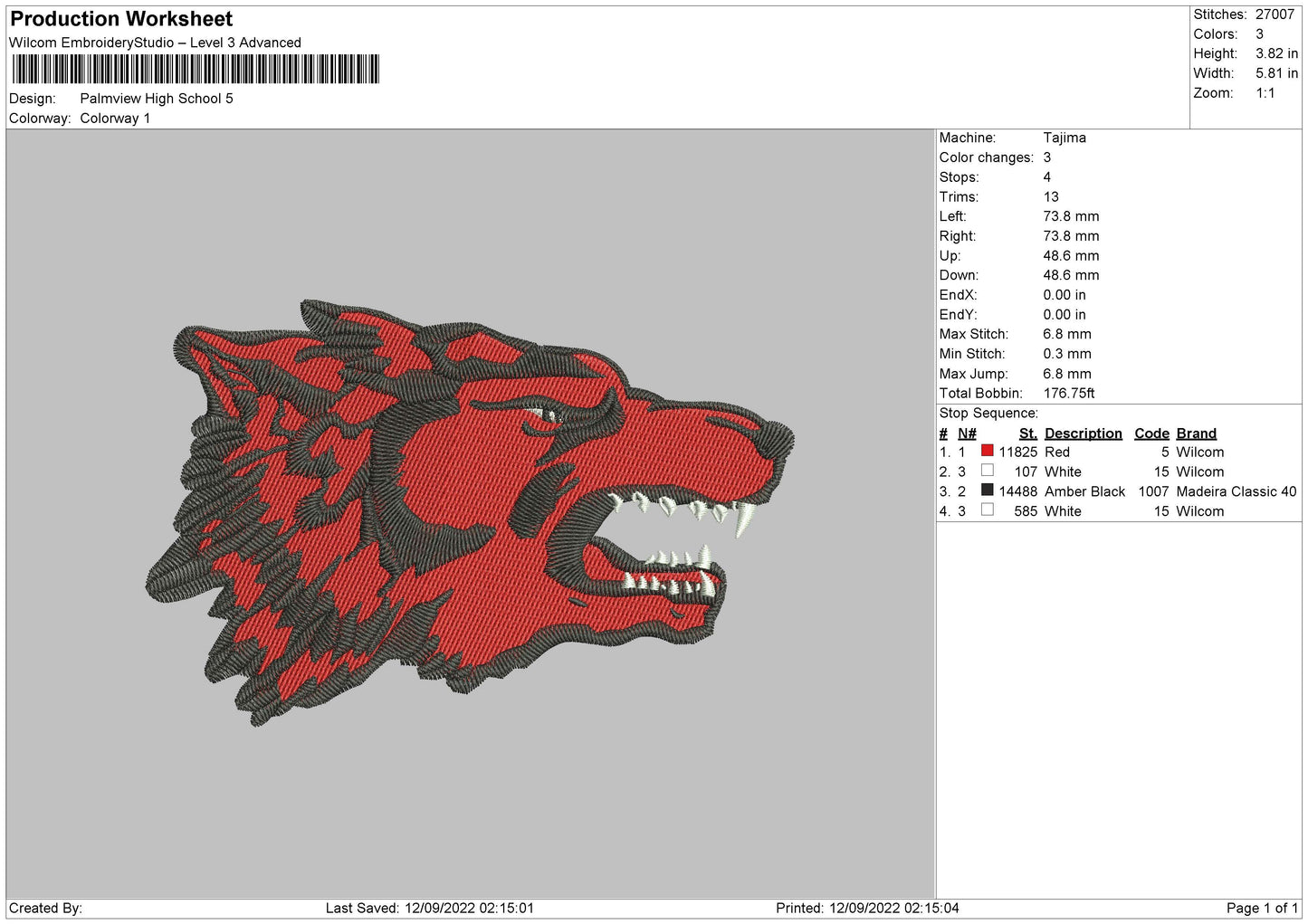 Palmview Highschool Embroidery File 5 sizes