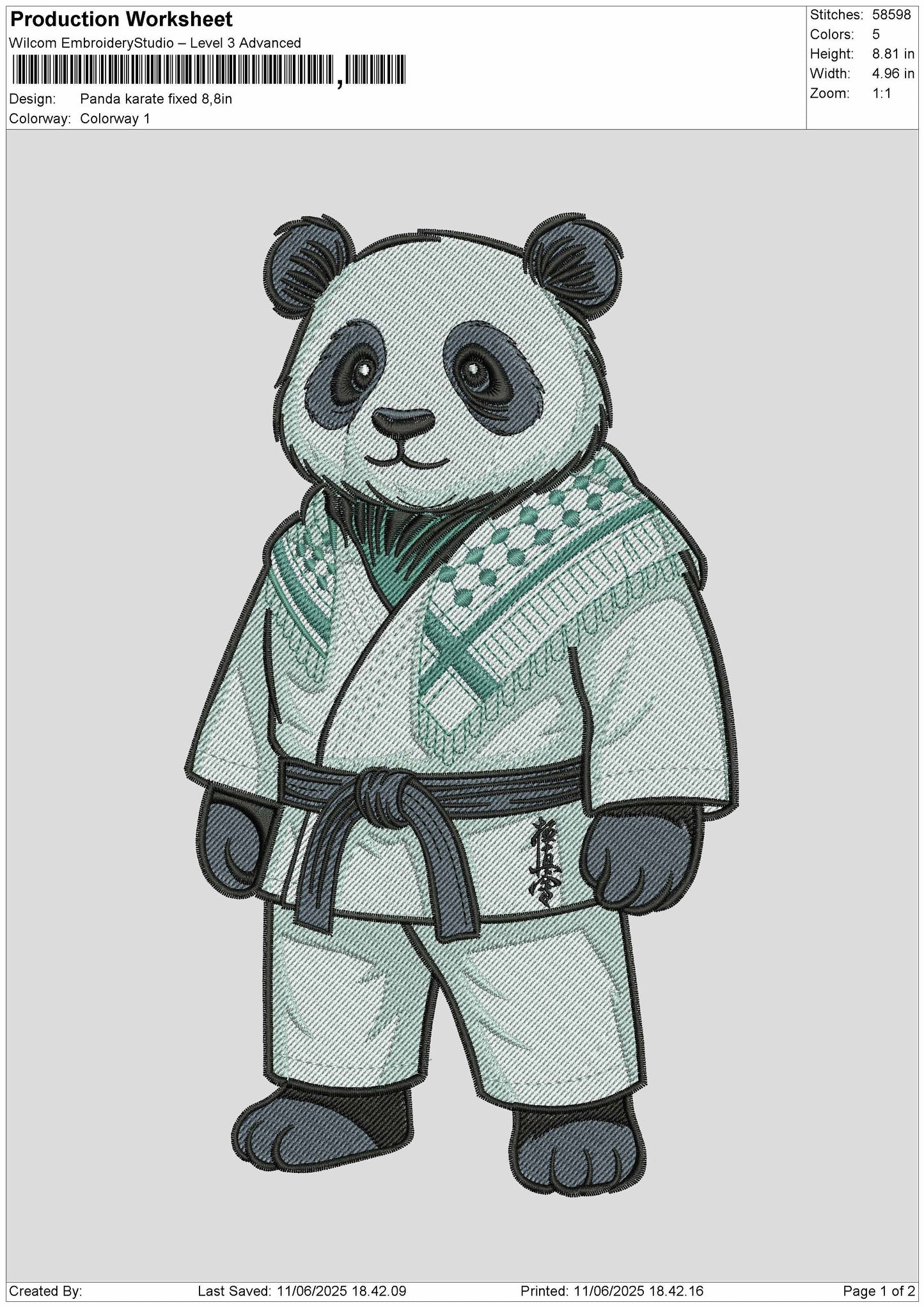 Panda2705 Embroidery File 6 sizes