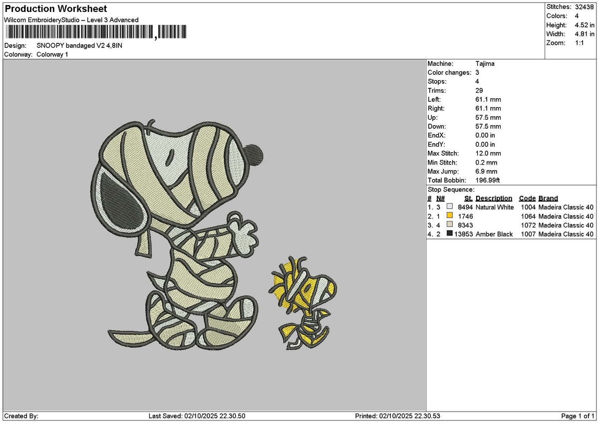 Snoopy Bandage V2 Embroidery File 6 sizes – Master Digitizer