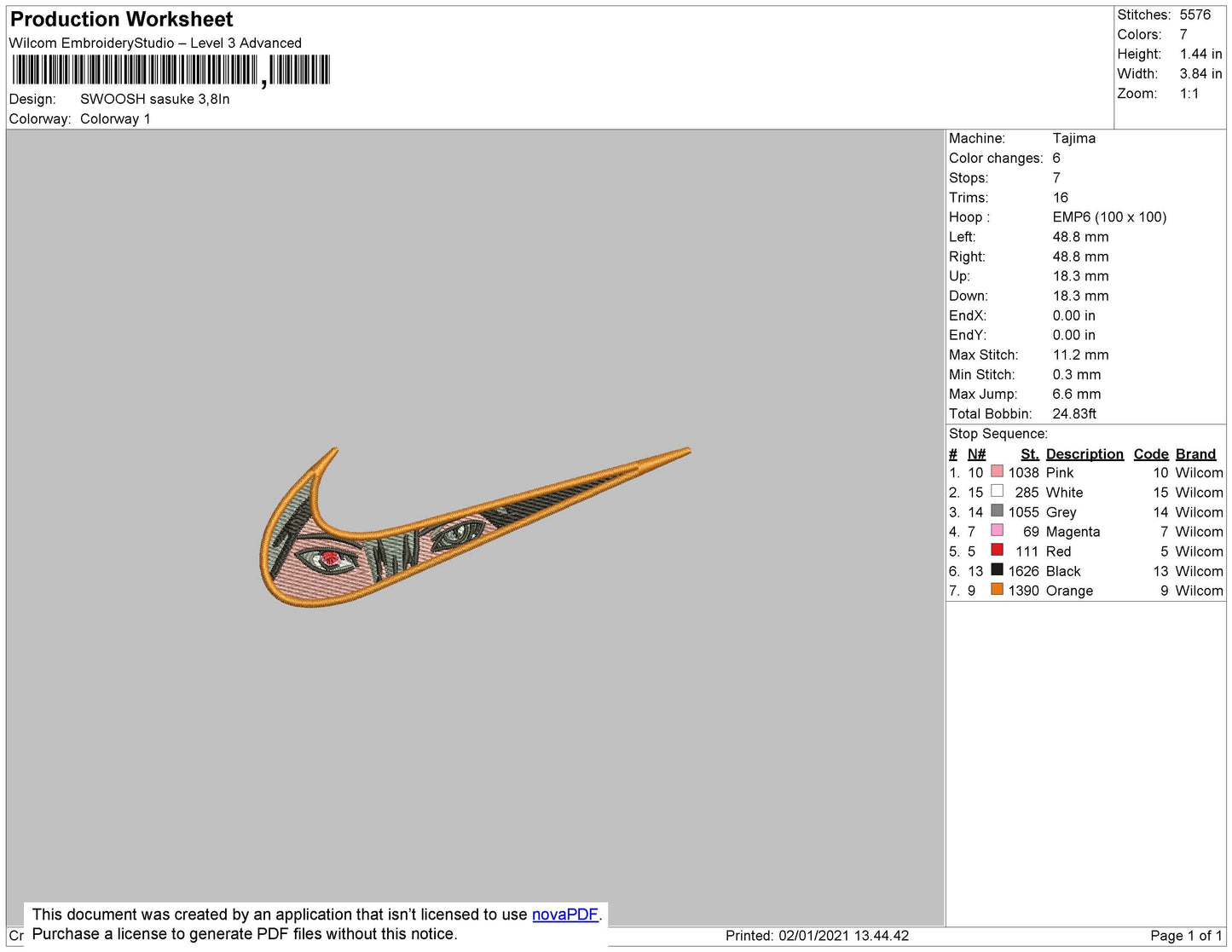 Swoosh Anime Bundle Embroidery File 9 Swoosh