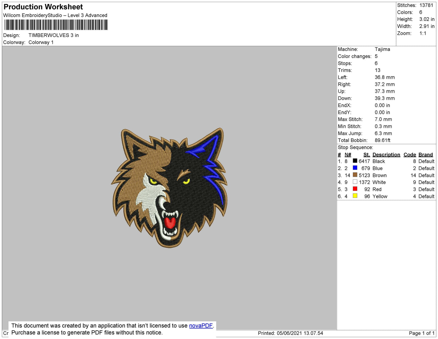 Timberwolves Embroidery File 5 size