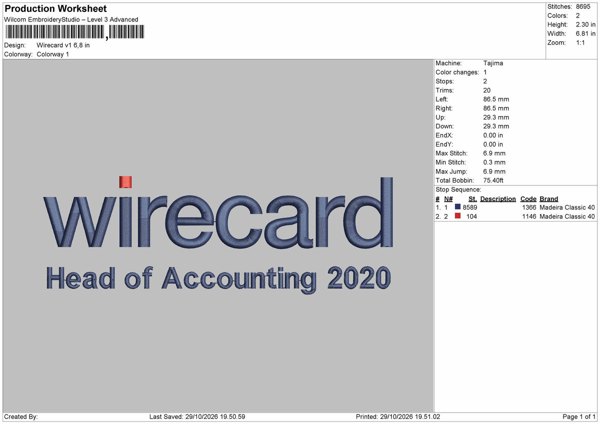 Wirecardtext V1 V2 Embroidery Machine Design File 6 sizes
