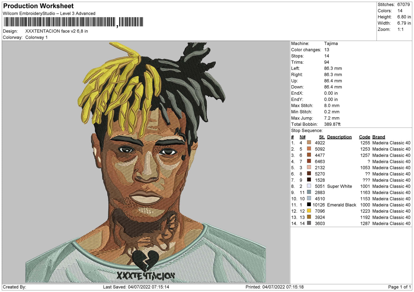 Xxxtentaction Face V2 Embroidery Machine Design File 4 sizes