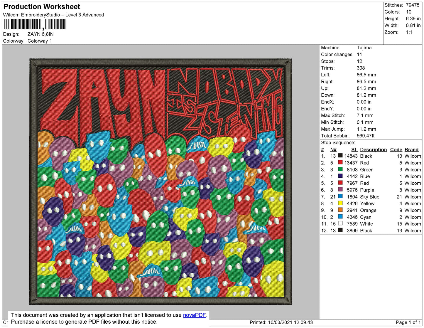 Zayn Cover Album Embroidery Machine Design File 4 size