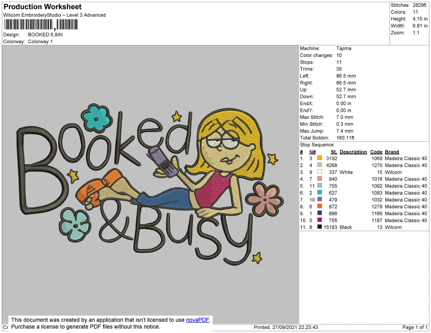 Booked Embroidery Machine Design File 4 size