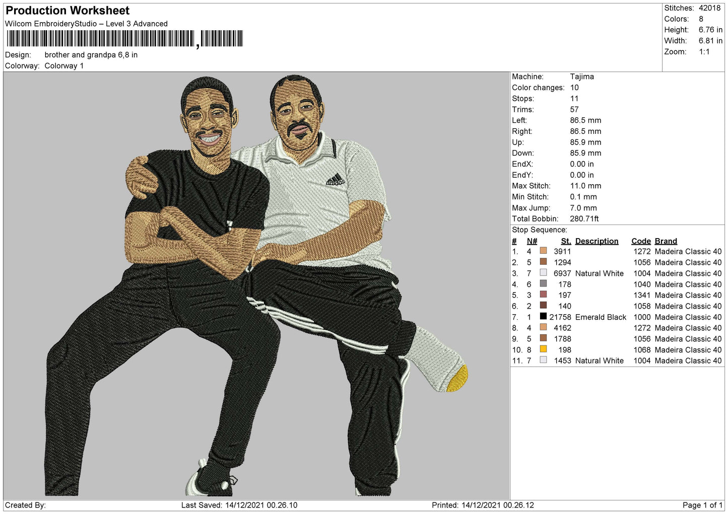 Brother And Grandpa Embroidery Machie Design File 4 size