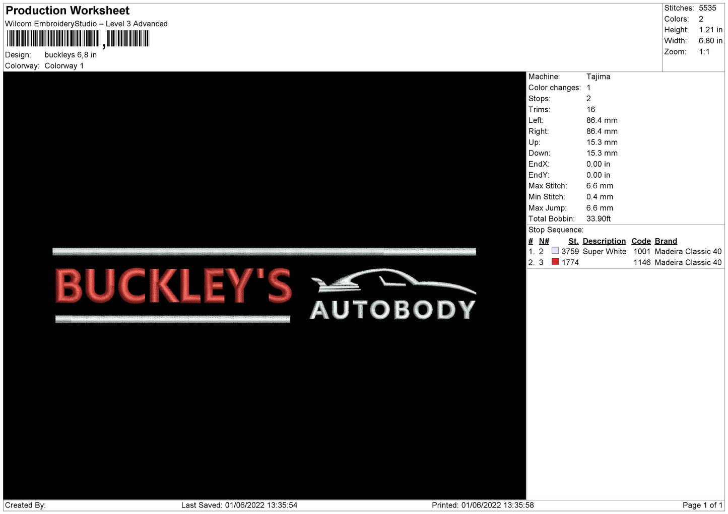 Buckleys Embroidery Machine Design File 5 size