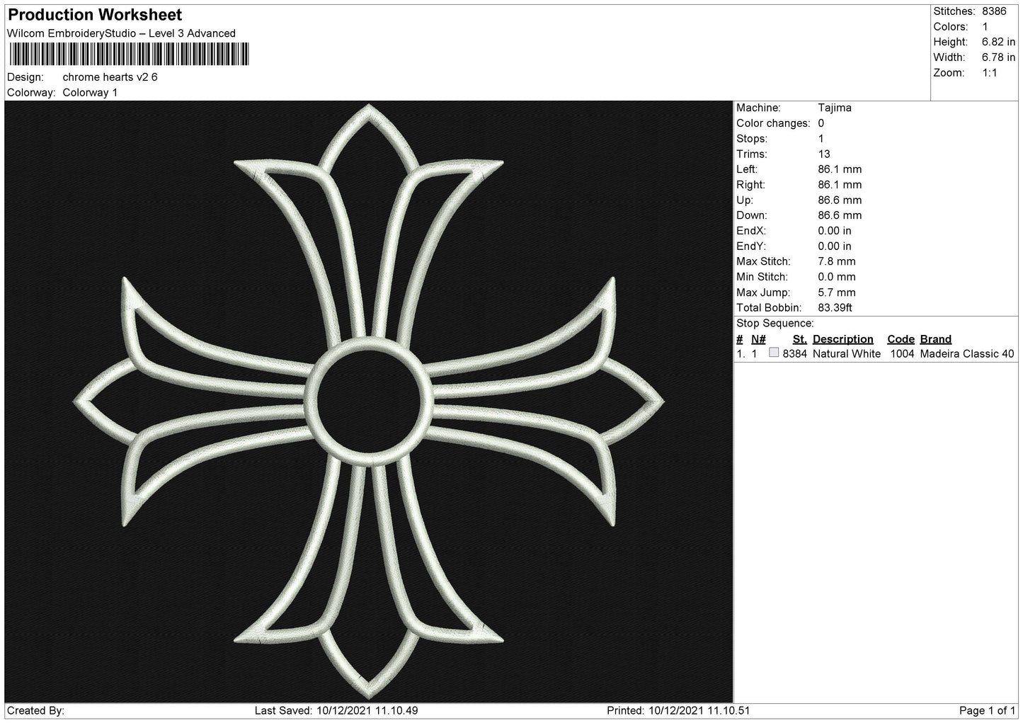 Chrome Hearts V2 Embroidery File 4 size