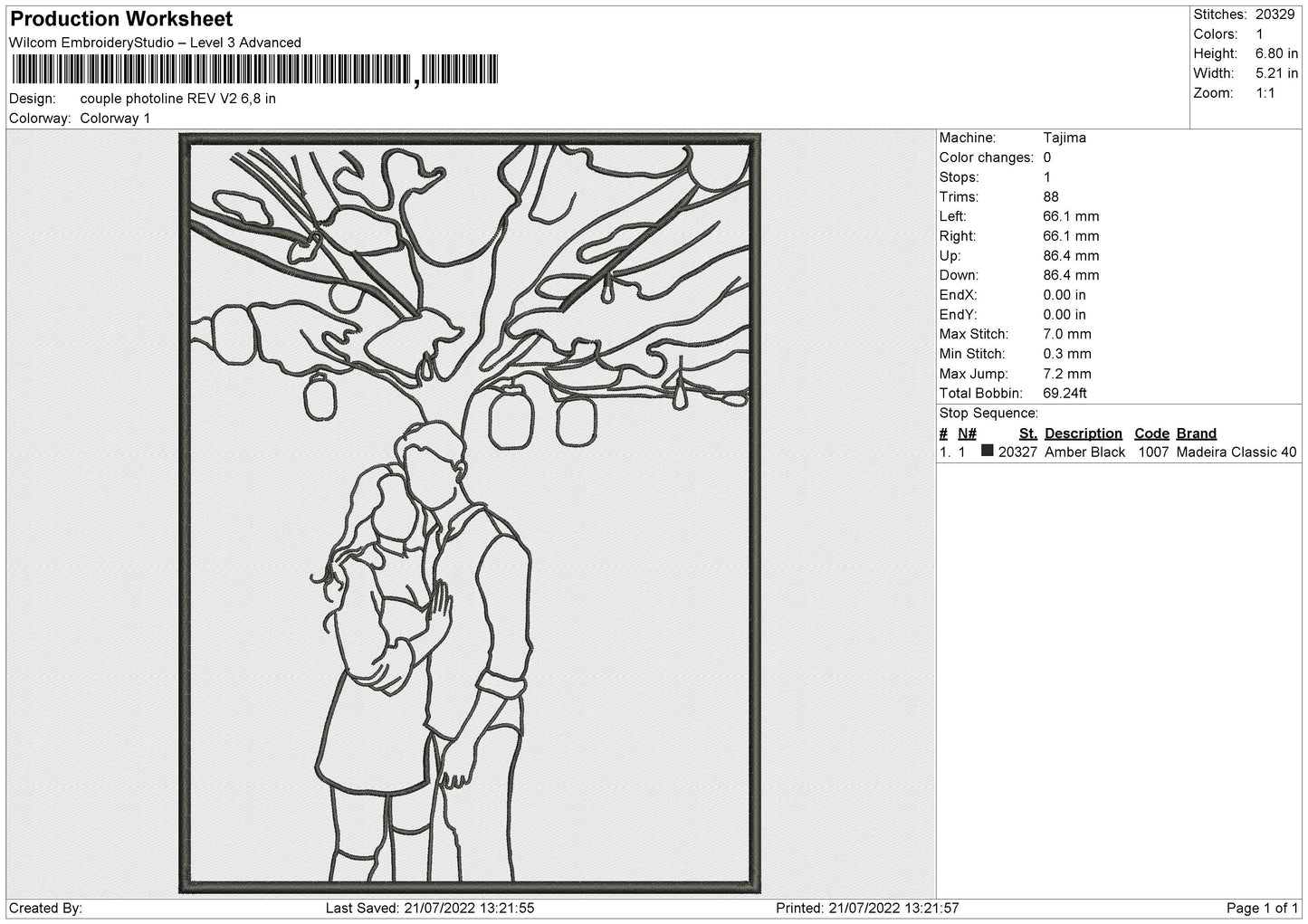 Couple Photoline V2 Embroidery File 4 sizes