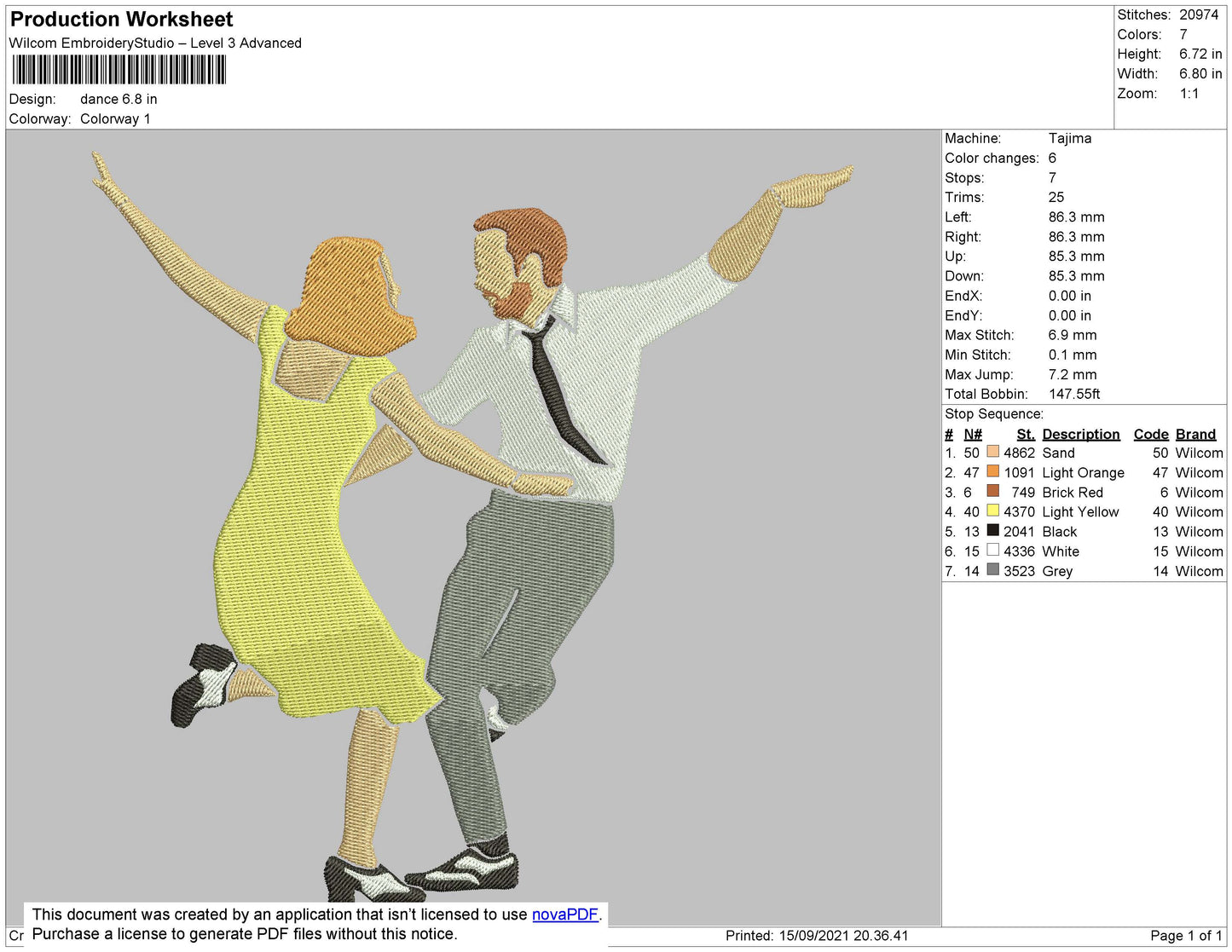 Dancing Embroidery File 4 size