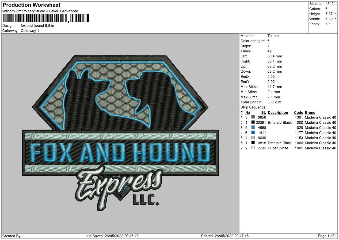 Fox And Hound 02 Embroidery File 4 size