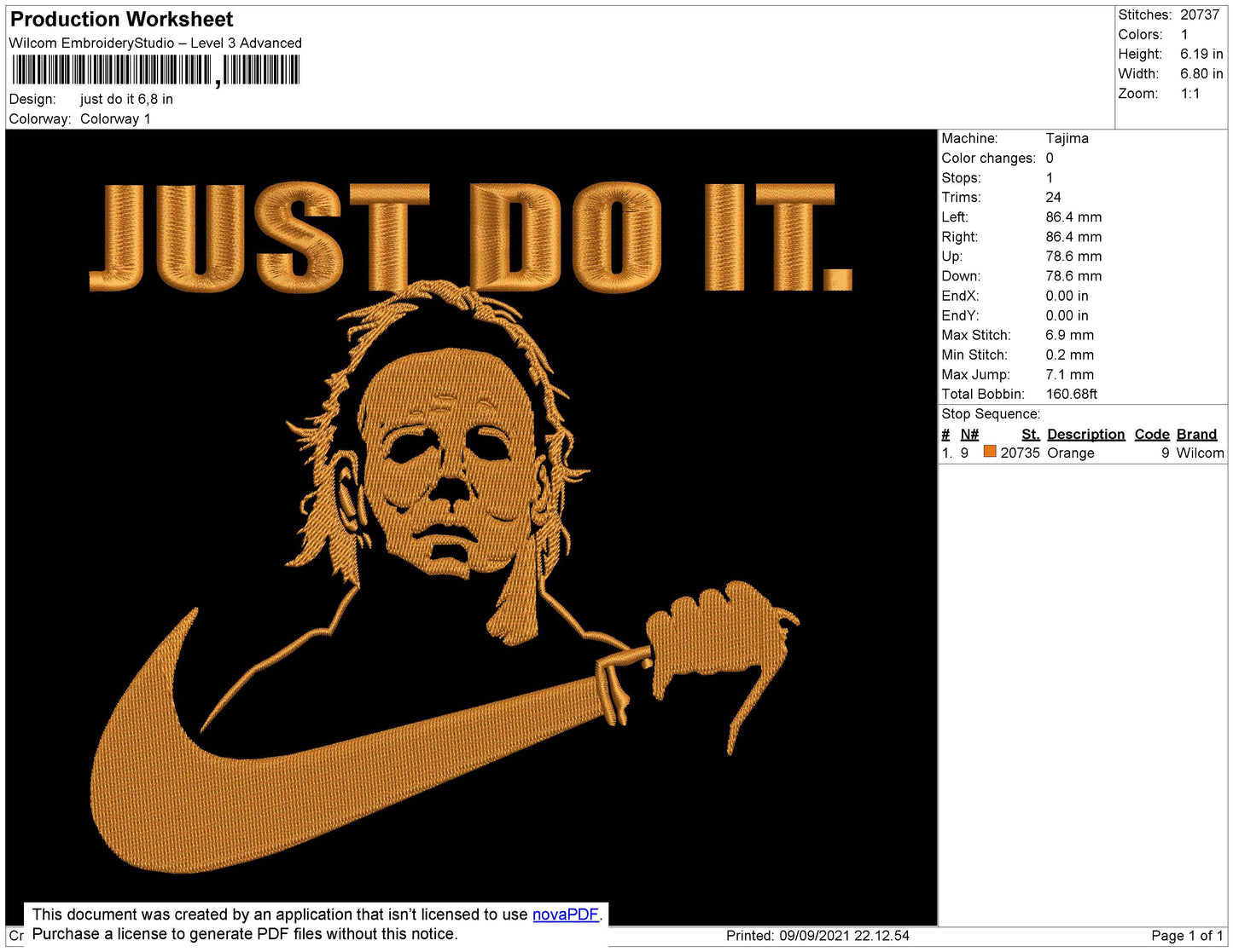 Just Do It Swoosh michael Embroidery File 4 size