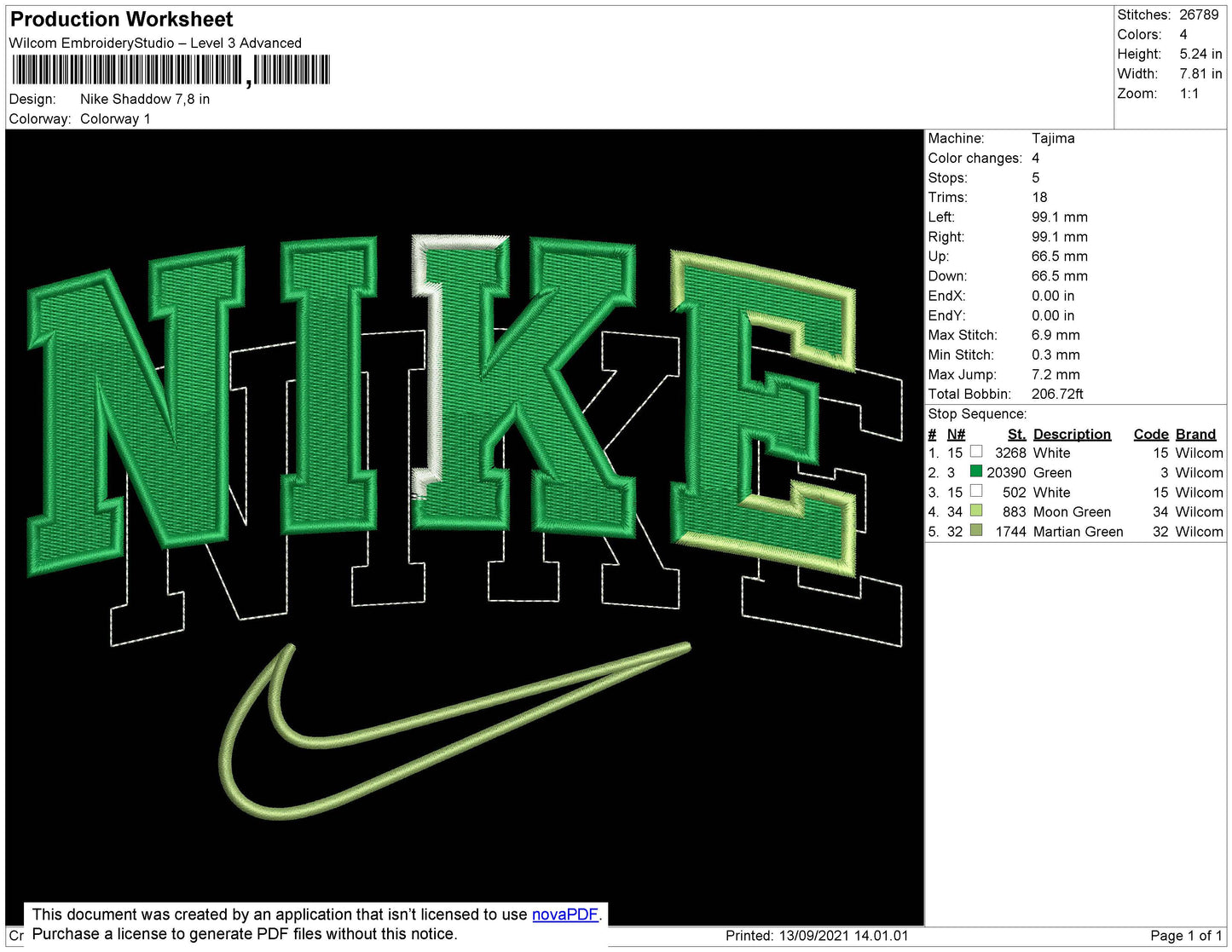Nike Shadow Embroidery File 6 Size