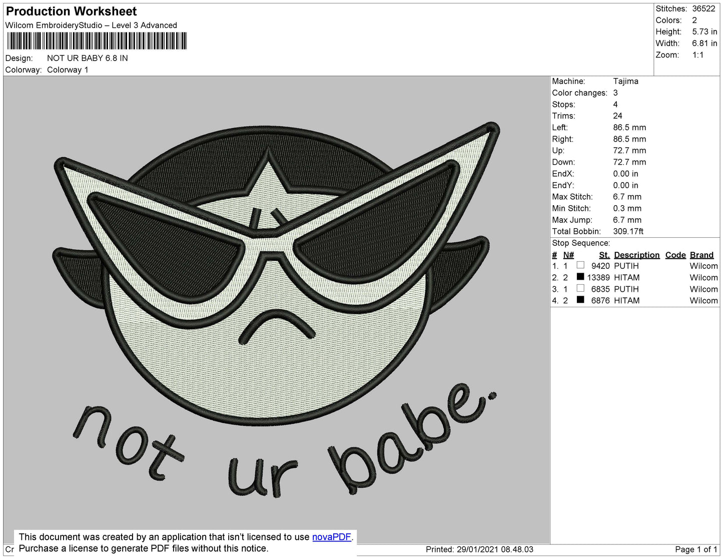 Not Ur Babe Embroidery File 5 size