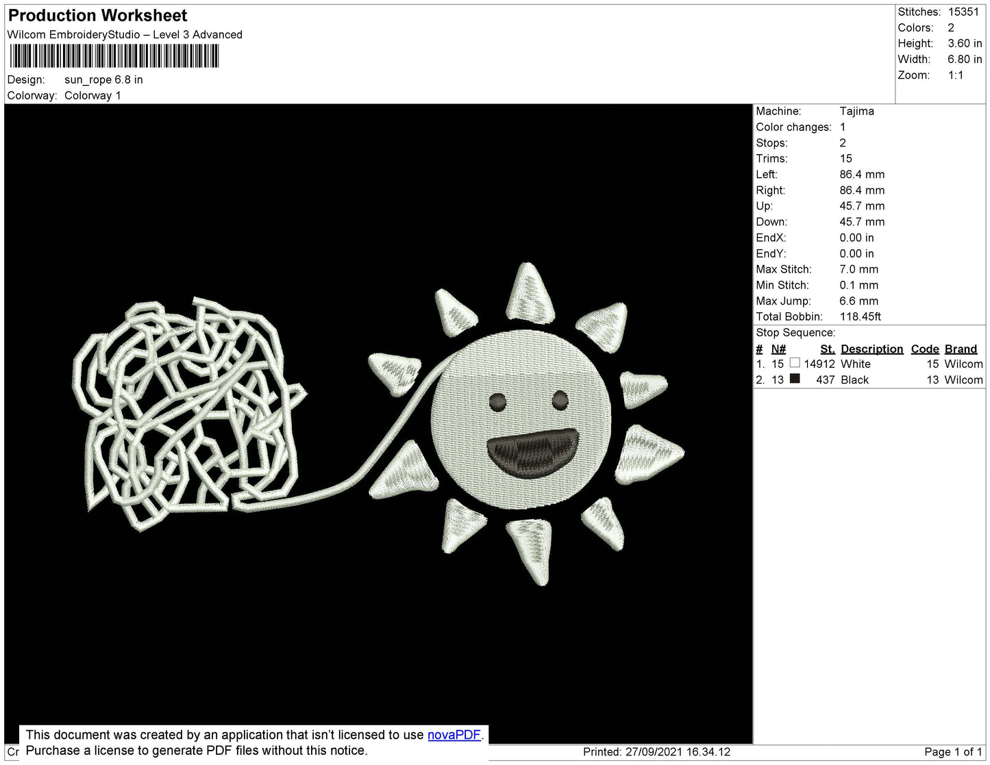 Sun Rope Embroidery File 4 size