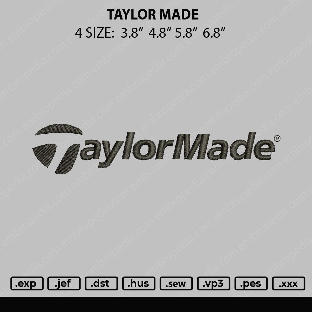 Taylor Made Embroidery File 4 size – Master Digitizer