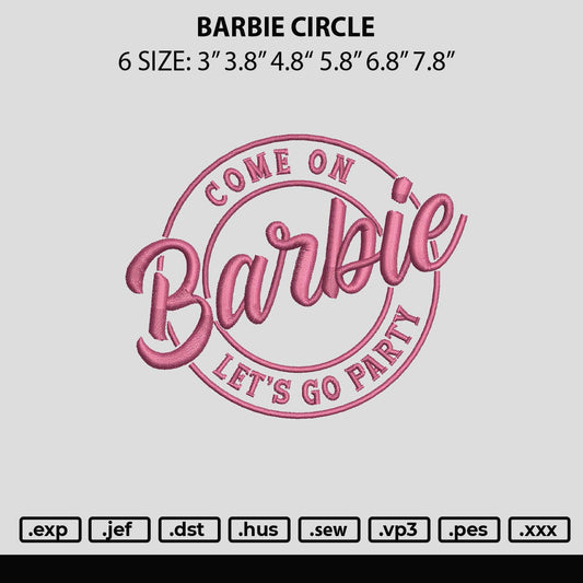 Barbie Cirlce Embroidery File 6 sizes
