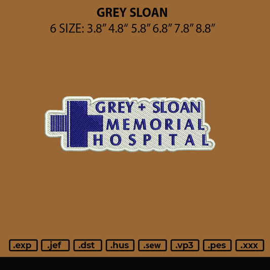 Grey Sloan Embroidery File 6 sizes