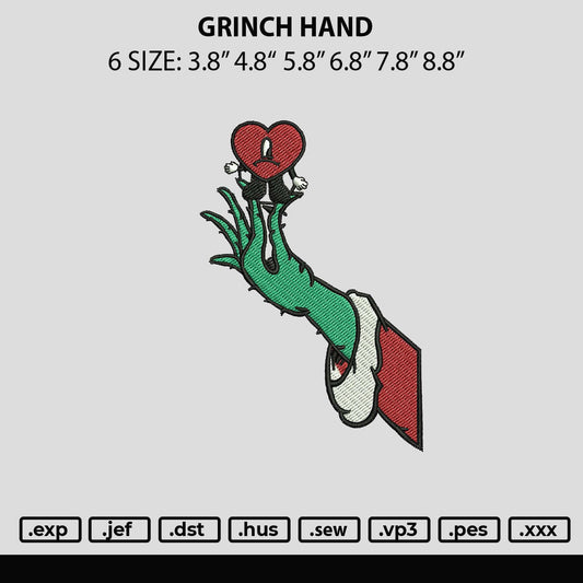 Grinch Hand Embroidery File 6 sizes