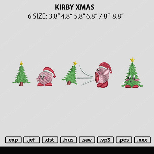 Kirby Xmas Embroidery File 6 sizes