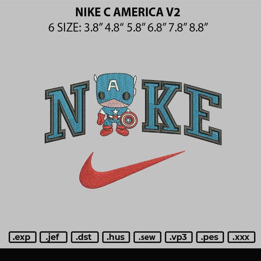 Nike C America V2 Embroidery File 6 sizes