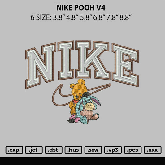 Nike Pooh V4 Embroidery File 6 sizes