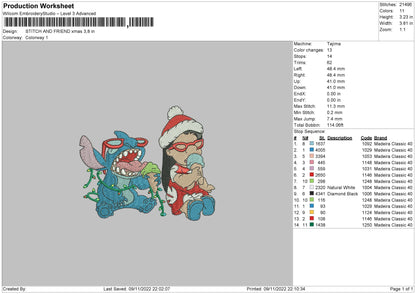 Stitch And Friends Xmas Emmbroidery File 6 sizes