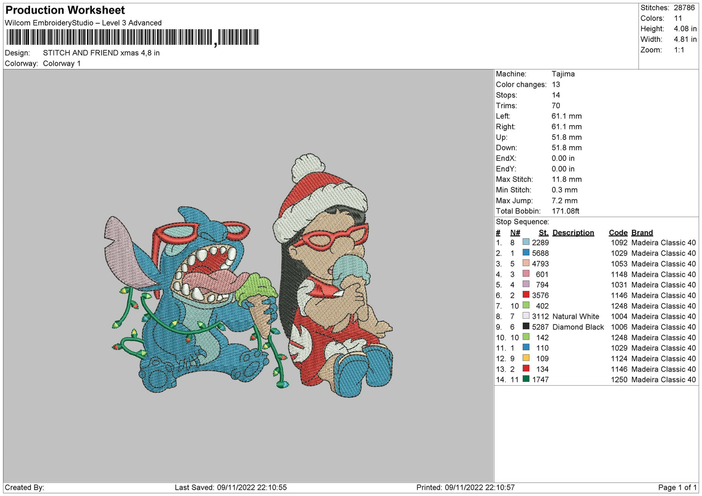 Stitch And Friends Xmas Emmbroidery File 6 sizes