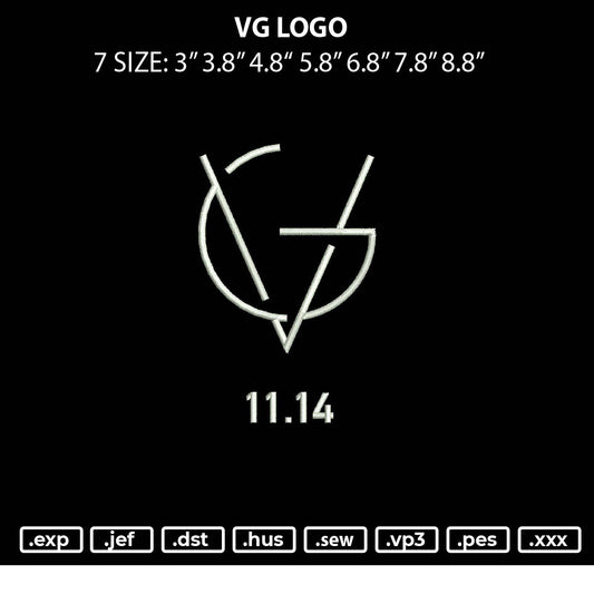 VG Logo Embroidery File 6 sizes