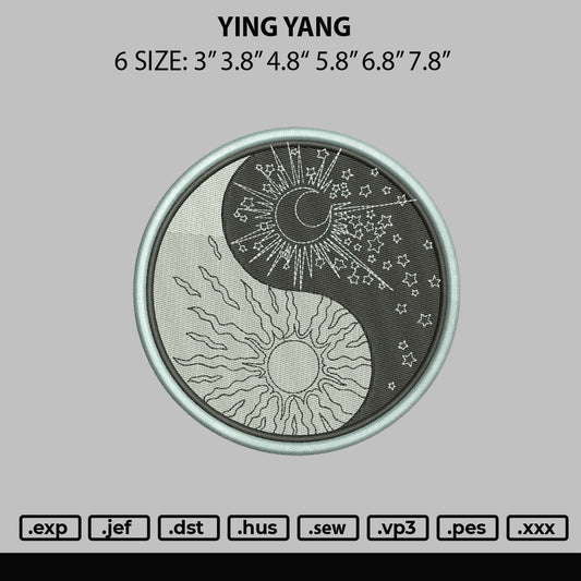 Ying Yang Embroidery File 6 sizes