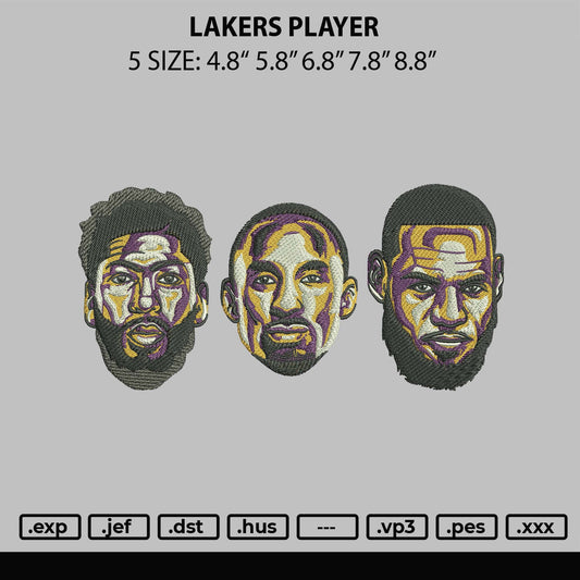 Lakers Player Embroidery File 6 sizes