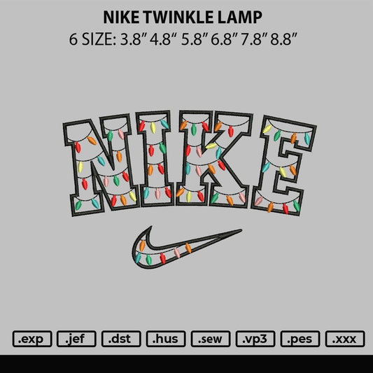 Nike Twinkle Lamp Embroidery File 6 sizes
