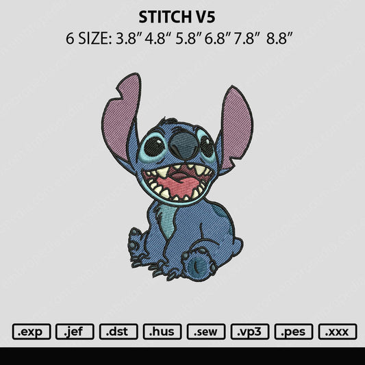 Stitch V5 Embroidery File 6 sizes