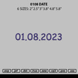 0108 Date Embroidery File 6 sizes