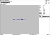 Roman Numerals 0323 Embroidery File 6 sizes