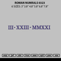 Roman Numerals 0323 Embroidery File 6 sizes