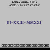 Roman Numerals 0323 Embroidery File 6 sizes