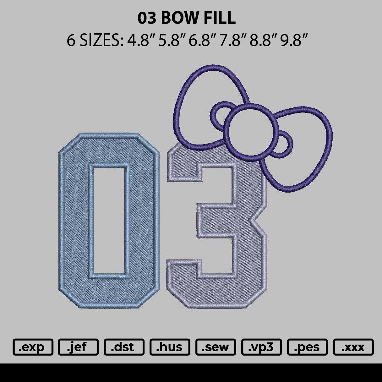 Bow 03 App Embroidery File 6 sizes