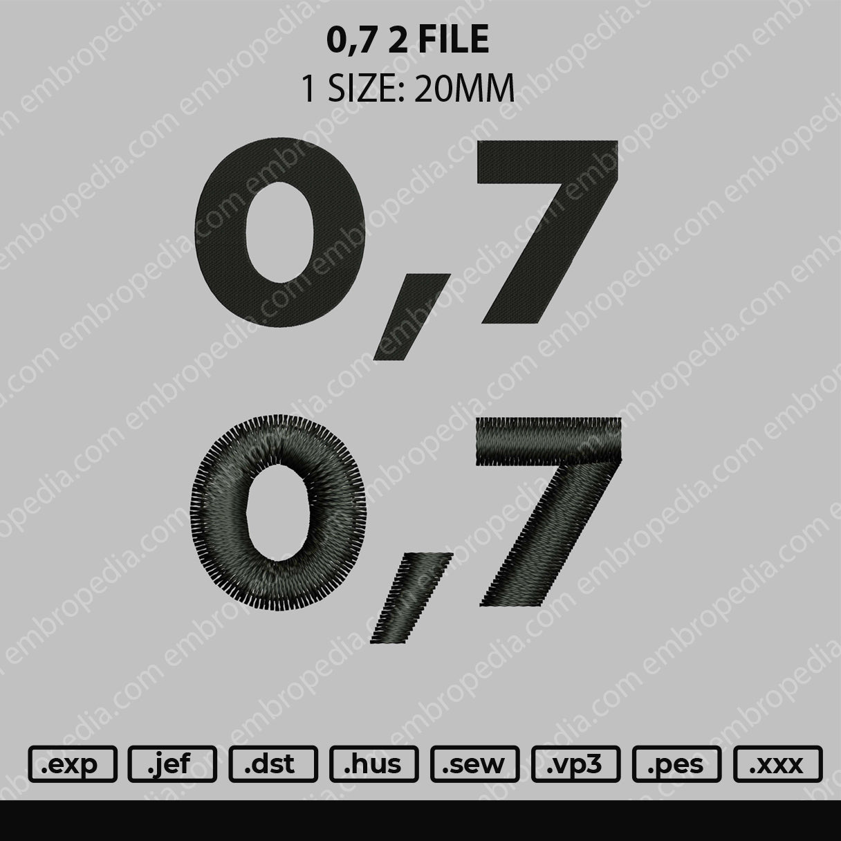 Number 0,7 V1 & V2 2 File Embroidery