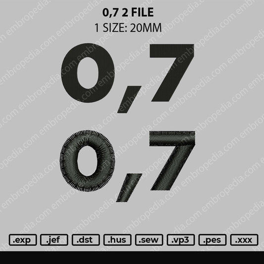 Number 0,7 V1 & V2 2 File Embroidery
