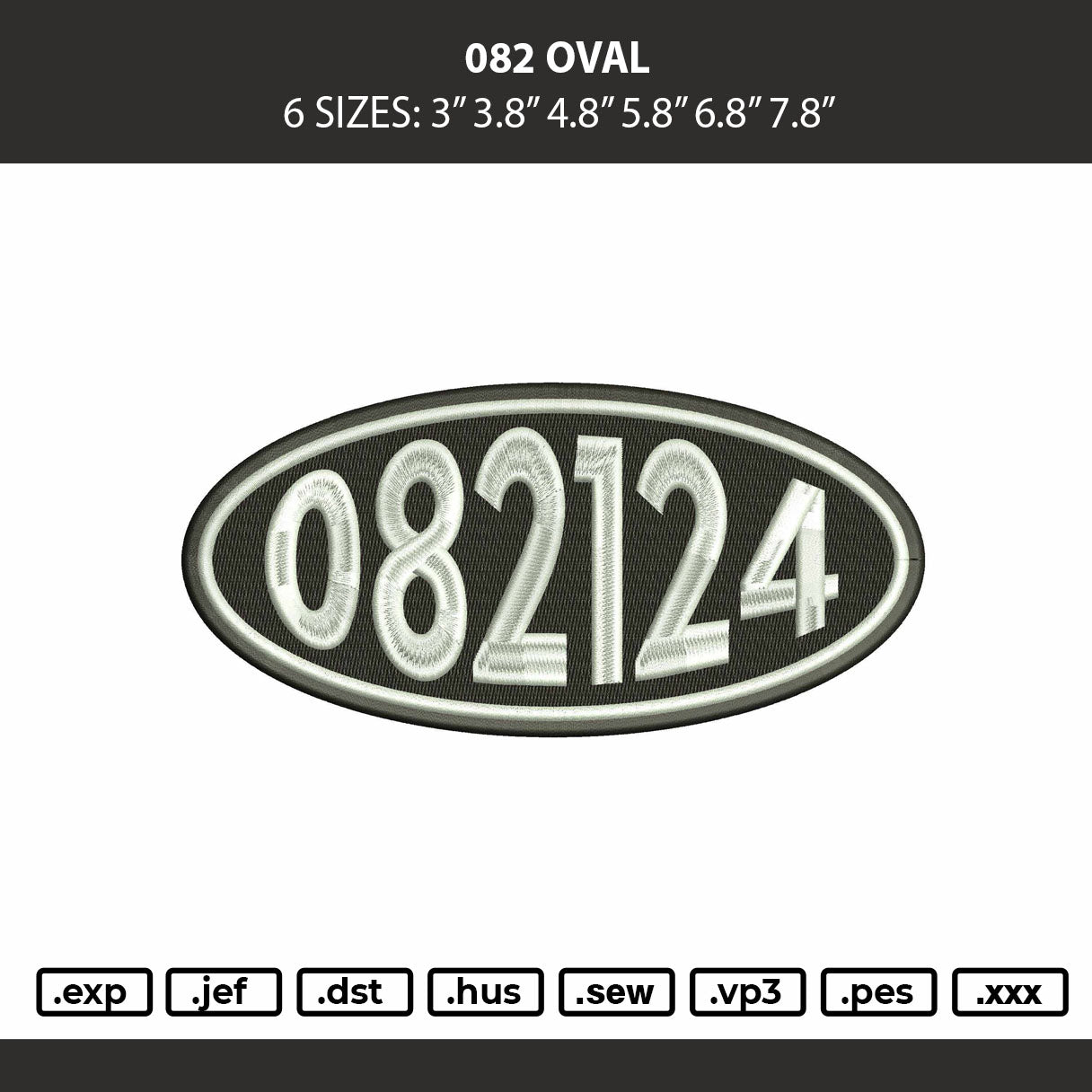082 Oval Embroidery Machine Design File 6 sizes